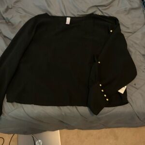 Elegant Black Top with Gold Button Details